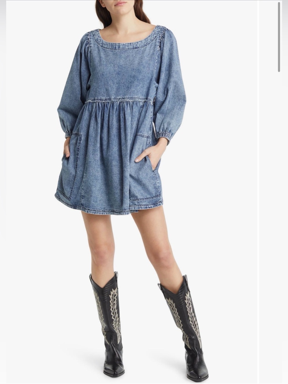 Free People Get Obsessed Babydoll Denim Dress